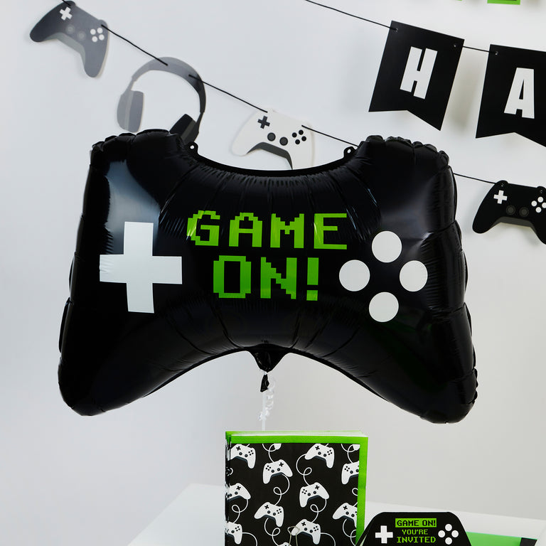 Black Game Controller Foil Balloon - Set of 1