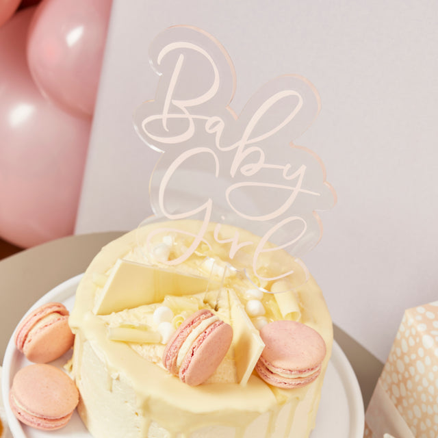Pink 'Baby Girl' Acrylic Cake Topper
