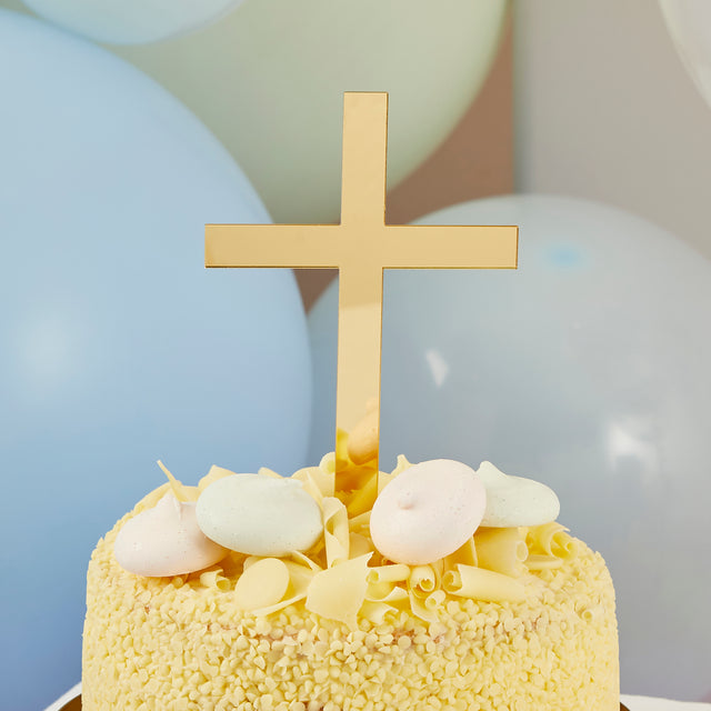 Gold Cross Cake Topper