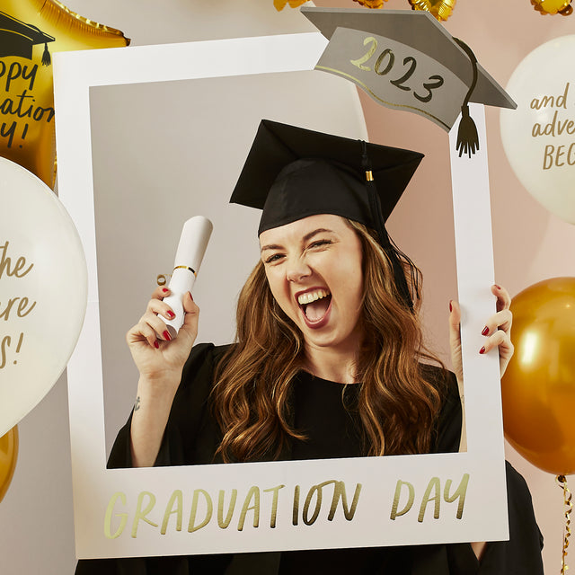 White and Gold Graduation Photo Customisable Frame