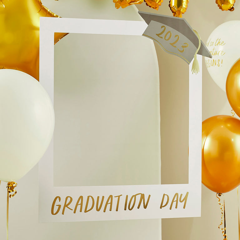 White and Gold Graduation Photo Customisable Frame