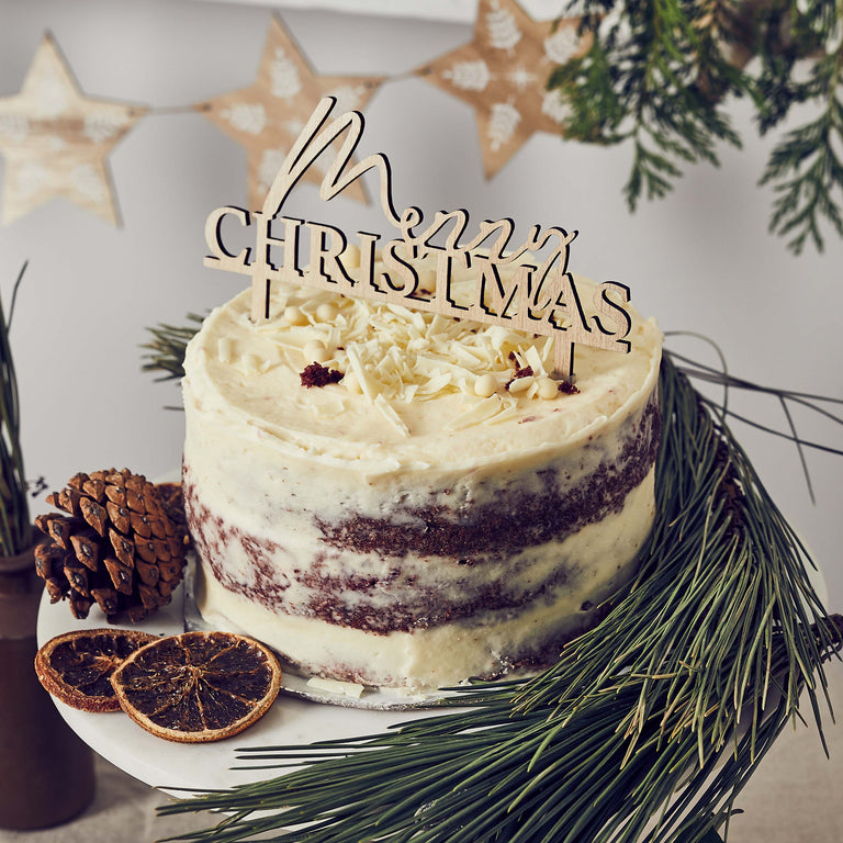Merry Christmas Wooden Cake Topper