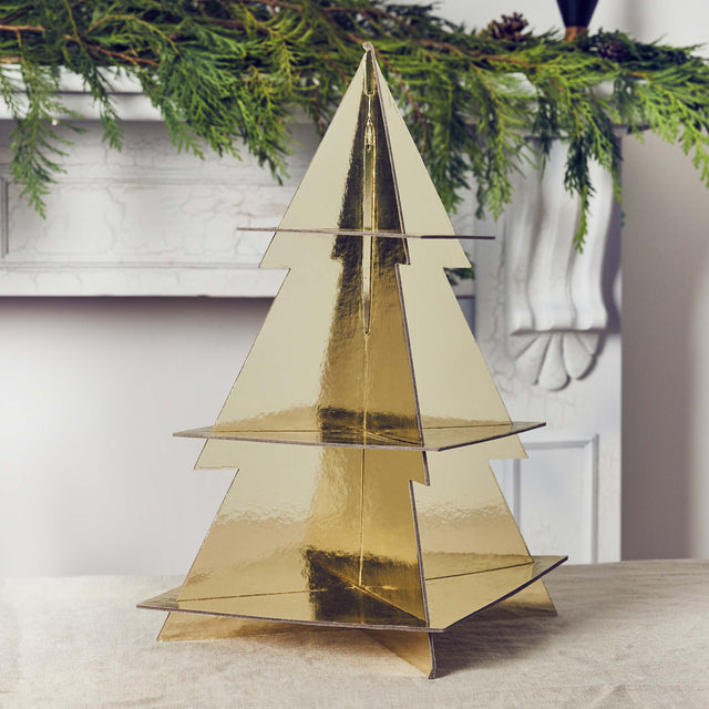 Gold Foiled Christmas Tree Cake Stand