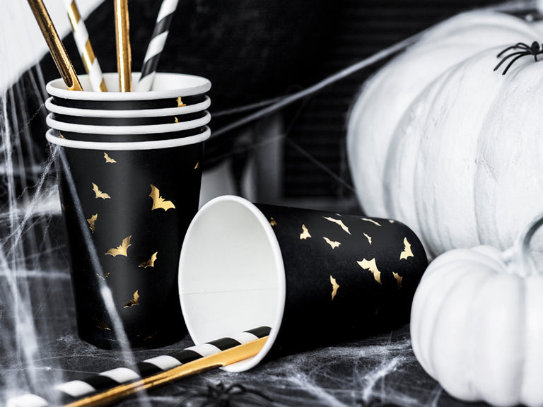 Black Trick or Treat Paper Cups - Set of 6