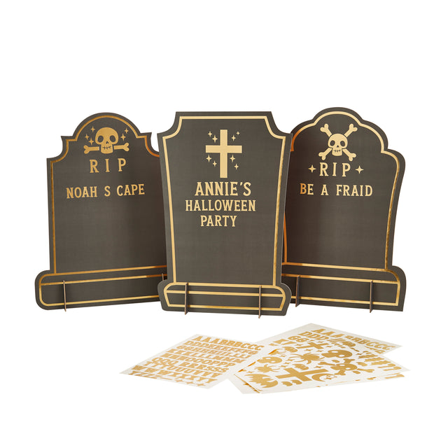 Gravestone Custom Signs with 5 Gold Sticker Sheets