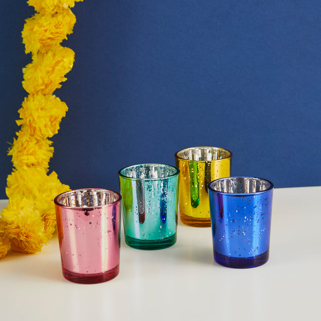 Assorted Glass Candle Holders - Set of 4