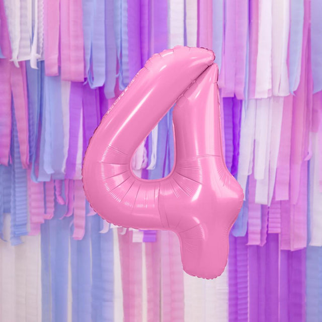 Large Pastel Pink Number 4 Foil Balloon