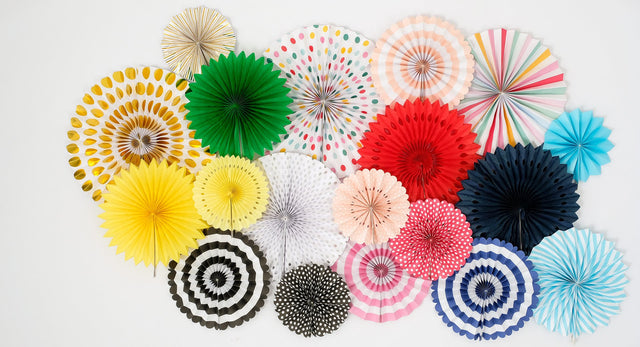 Paper Fans in a variety of colors and patterns