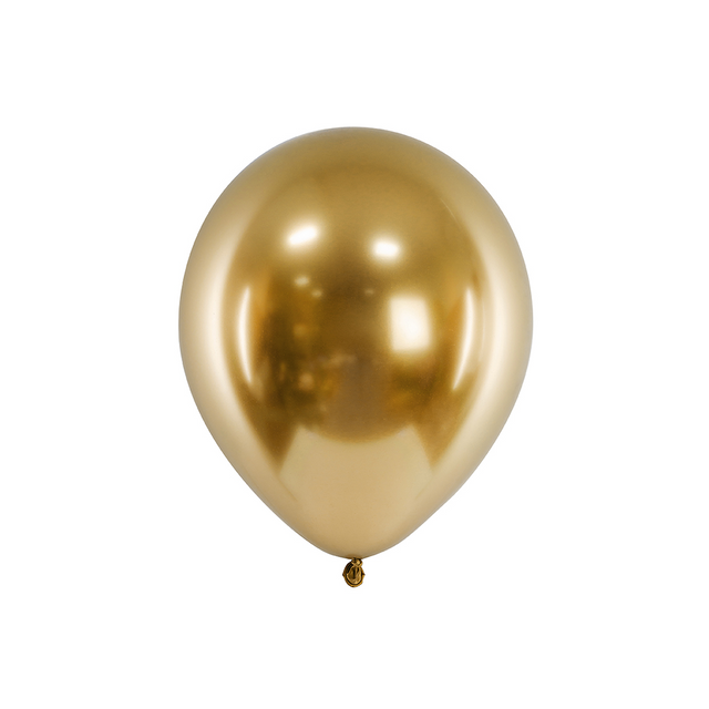 Glossy Gold Chrome Latex Balloons - Set of 10