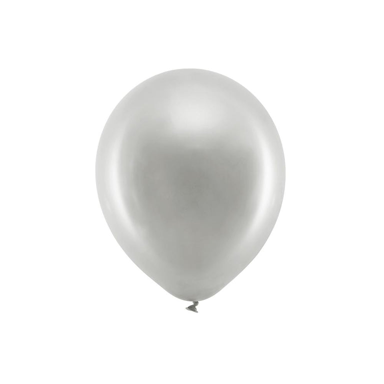 Metallic Silver Latex Balloons - Set of 5