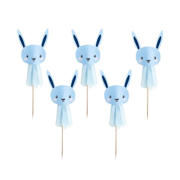 Blue Bunny Tassel Cake Picks - Set of 6