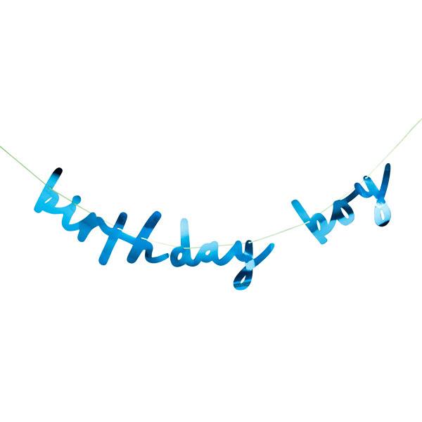 Blue Foil Birthday Boy Banner