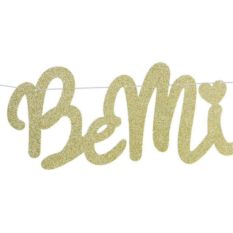 Gold Glittery Be Mine Banner