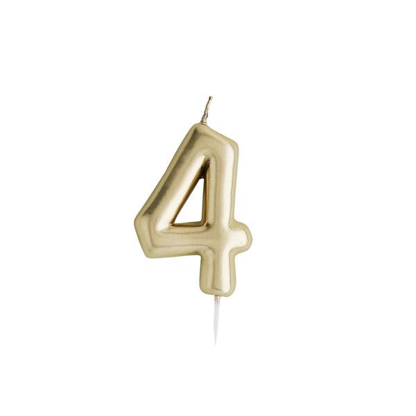 Gold Number 4 Candle