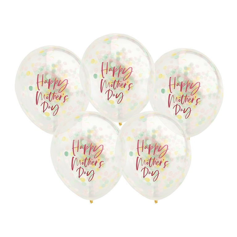 Happy Mother's Day Confetti Balloons - Set of 5