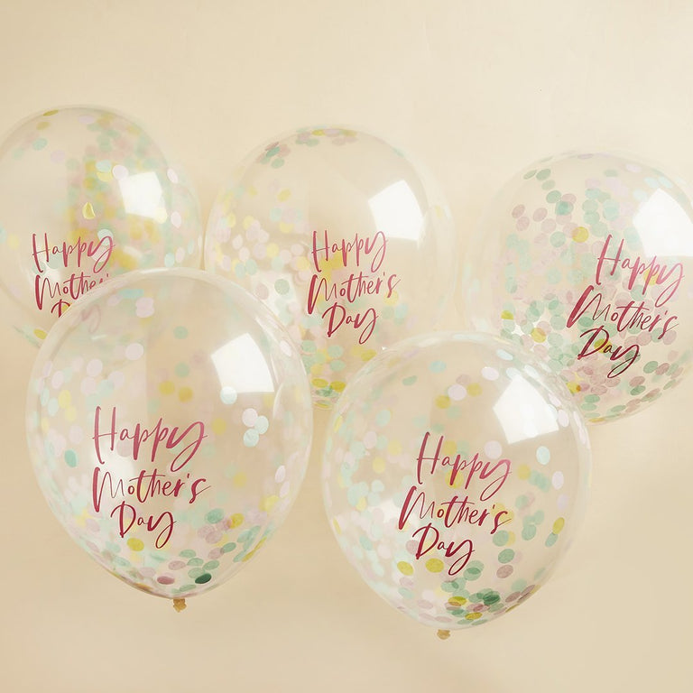 Happy Mother's Day Confetti Balloons - Set of 5