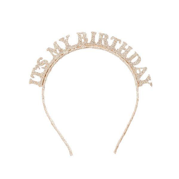 It's My Birthday Gold Glittered Headband