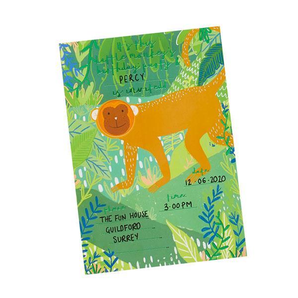 Jungle / Monkey Themed Party Invitations - Set of 10