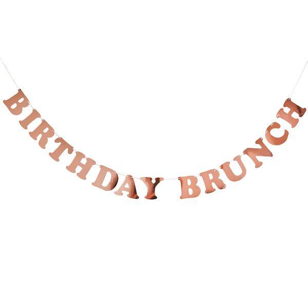 Rose Gold Birthday Brunch Banner