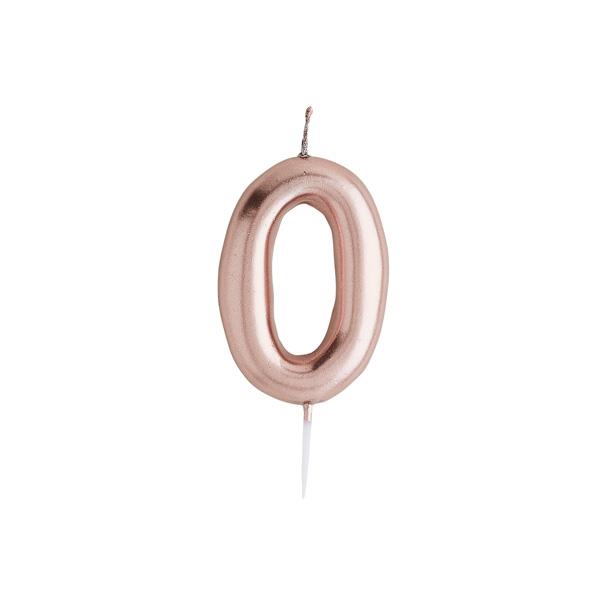Rose Gold Number 0 Candle