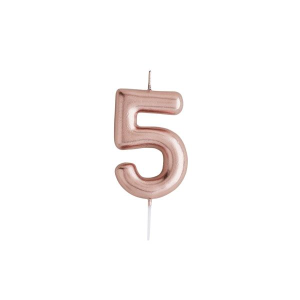 Rose Gold Number 5 Candle