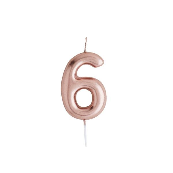 Rose Gold Number 6 Candle