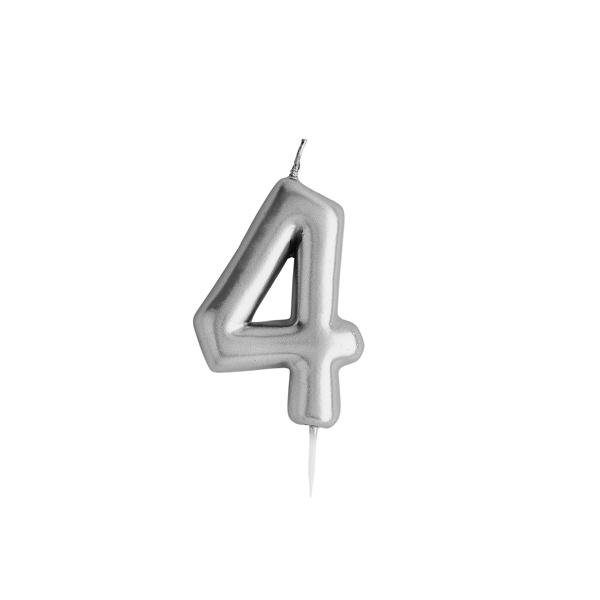 Silver Number 4 Candle