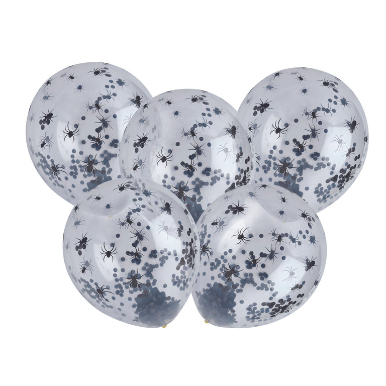 Spider Printed Confetti Balloons - Set of 5