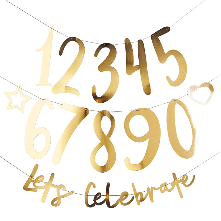 Gold Customisable 'Lets Celebrate' Banner 2m