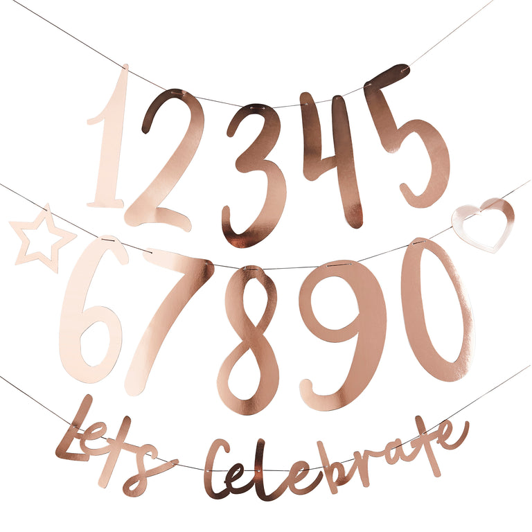 Rose Gold Customisable 'Lets Celebrate' Banner 2m