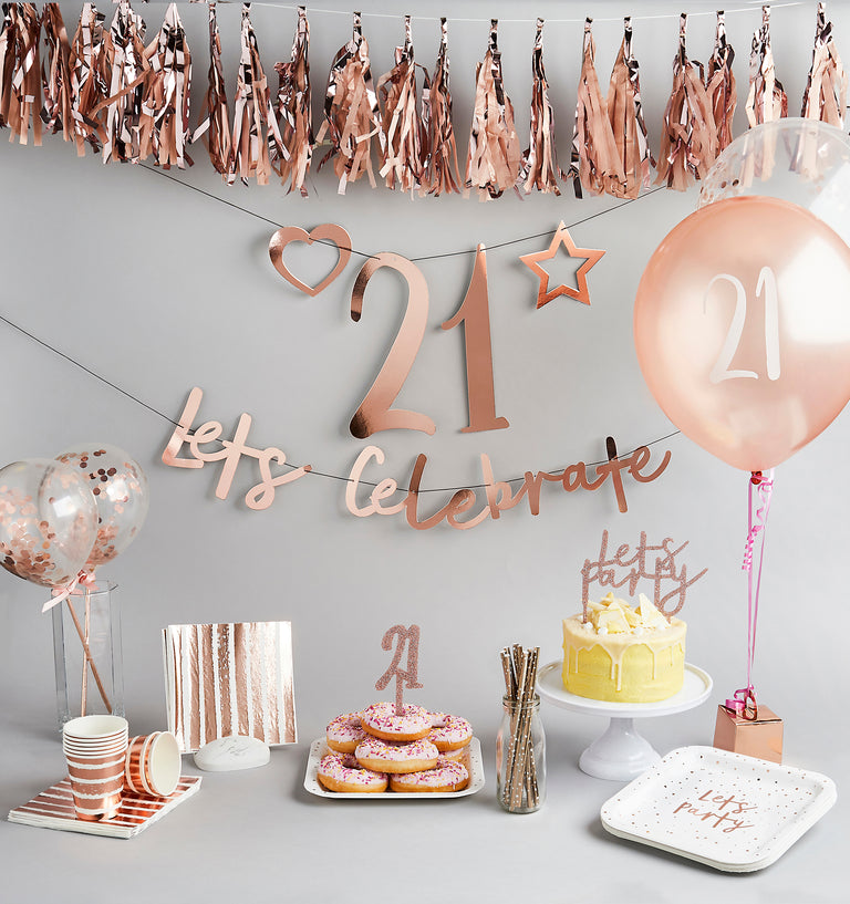 Rose Gold Customisable 'Lets Celebrate' Banner 2m