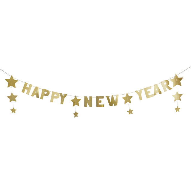 Gold Happy New Year Star Banner