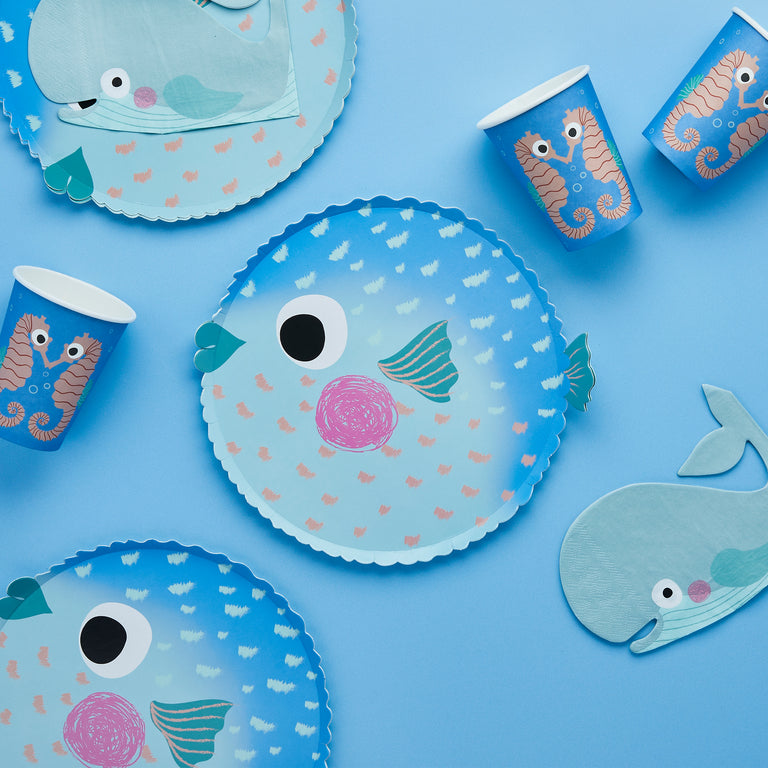 Puffer Fish Paper Plates - Set of 8