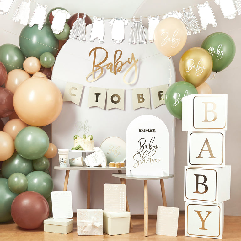 Sage, Nude and Gold 'Baby' Latex Balloons