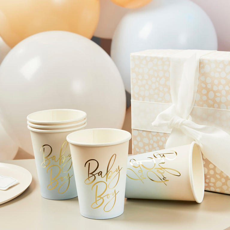 Blue 'Baby Boy' Paper Cups - Set of 8