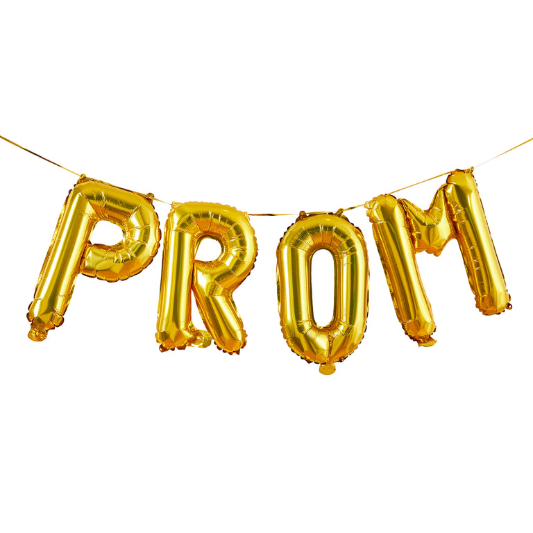 Gold PROM Foil Balloon Garland