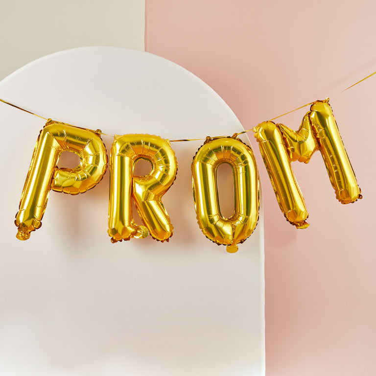 Gold PROM Foil Balloon Garland