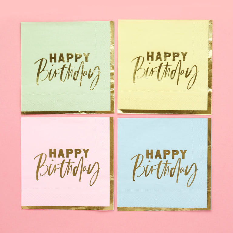 Pastel 'Happy Birthday' Paper Napkins