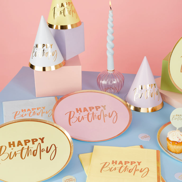 Pastel 'Happy Birthday' Party Hats