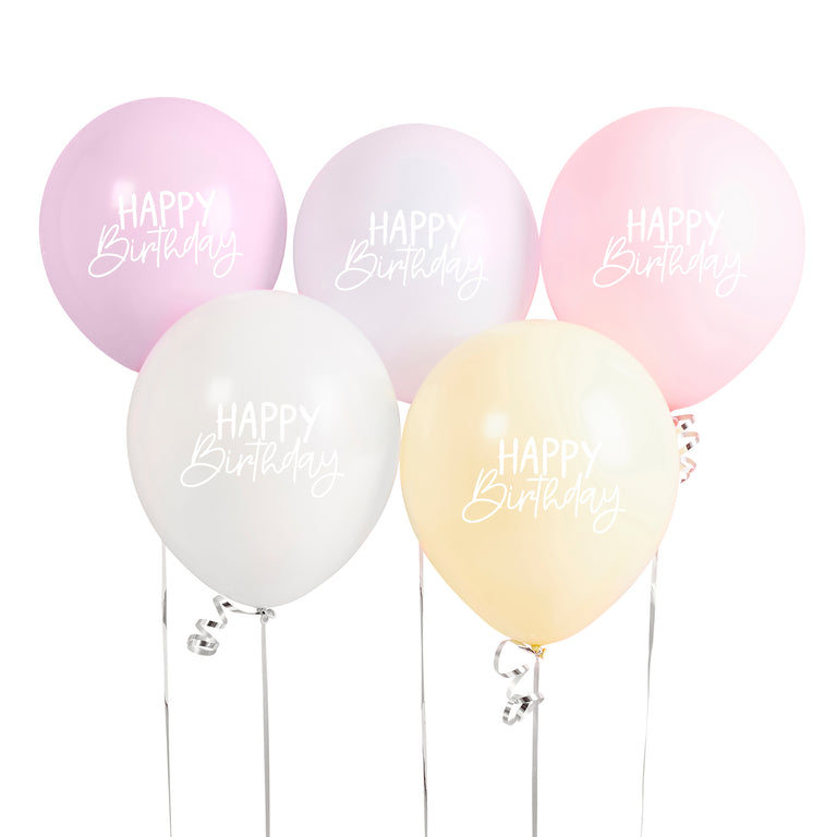 Pastel Happy Birthday Latex Balloons
