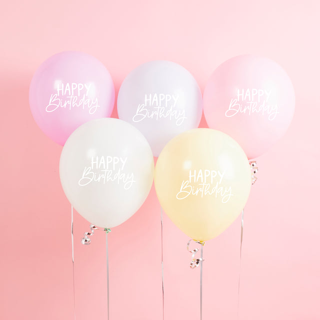 Pastel Happy Birthday Latex Balloons