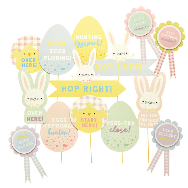 Easter Egg Hunt Signs & Rosettes Kit