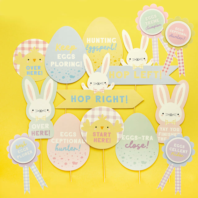 Easter Egg Hunt Signs & Rosettes Kit