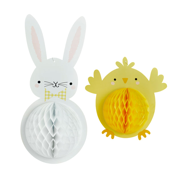 Easter Bunny and Chick Honeycomb Decorations