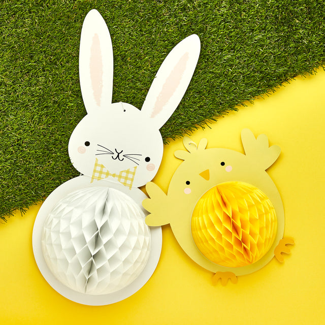 Easter Bunny and Chick Honeycomb Decorations