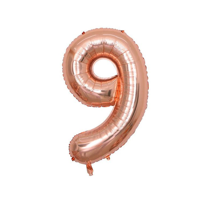 Extra Large Rose Gold Foil Balloon Number 9