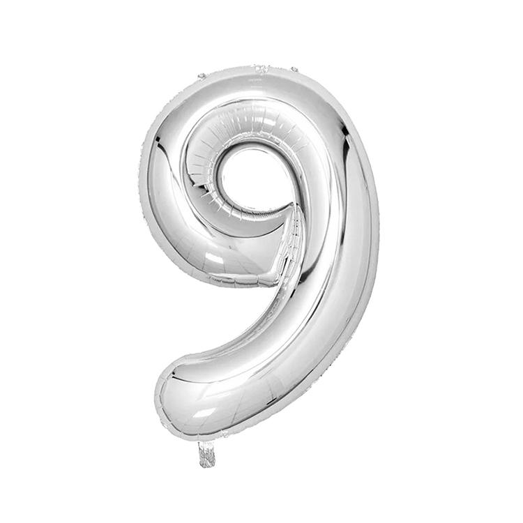Extra Large Silver Foil Balloon Number 9
