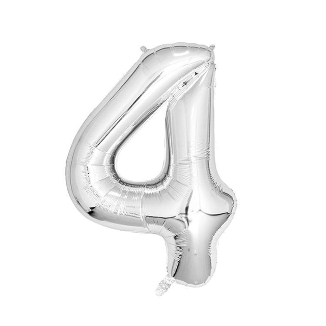 Extra Large Silver Foil Balloon Number 4