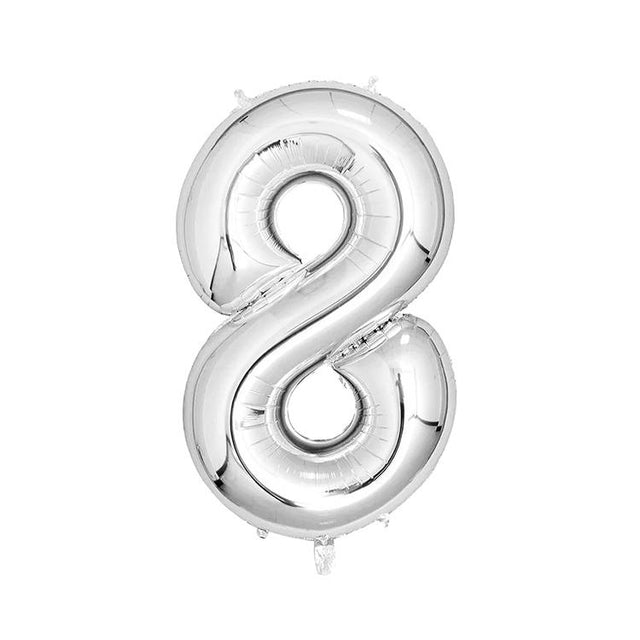 Extra Large Silver Foil Balloon Number 8