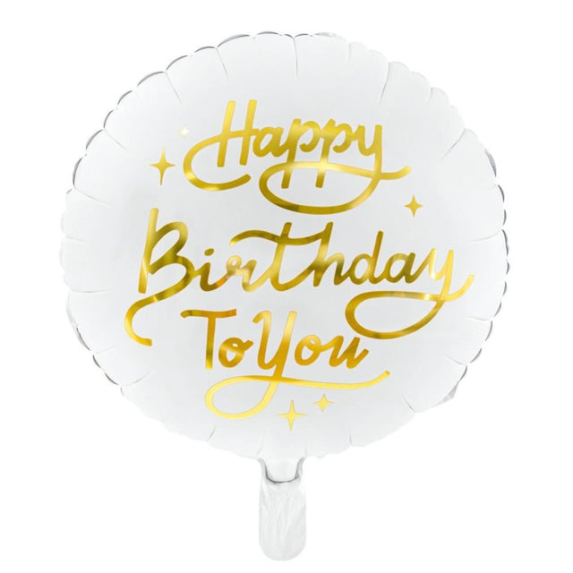 White and Gold Happy Birthday To You Foil Balloon